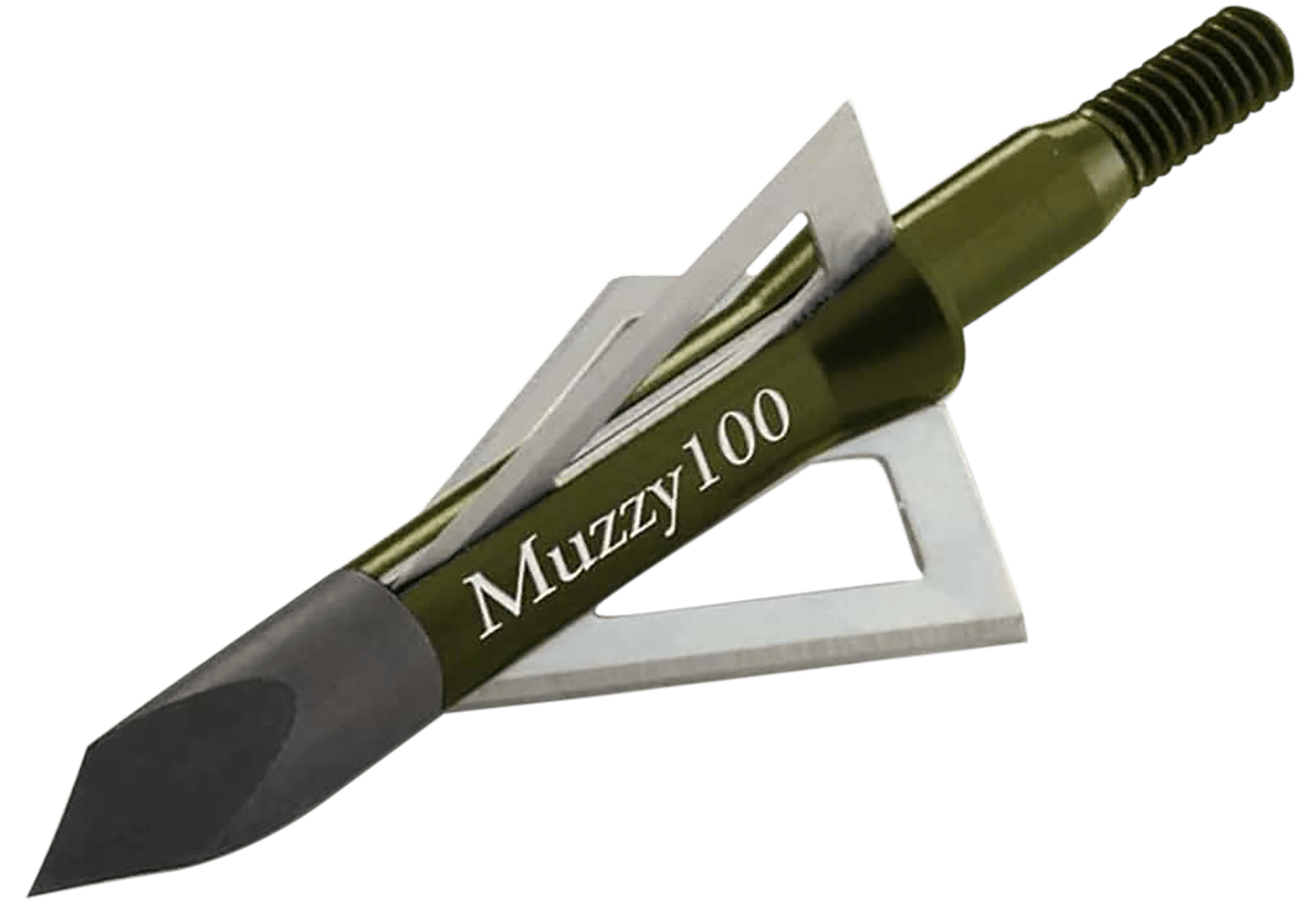 Muzzy 225 3- Blade Broadhead Trocar Tip Anodized Aluminum Ferrule Blades 100 gr/6 Per Pack