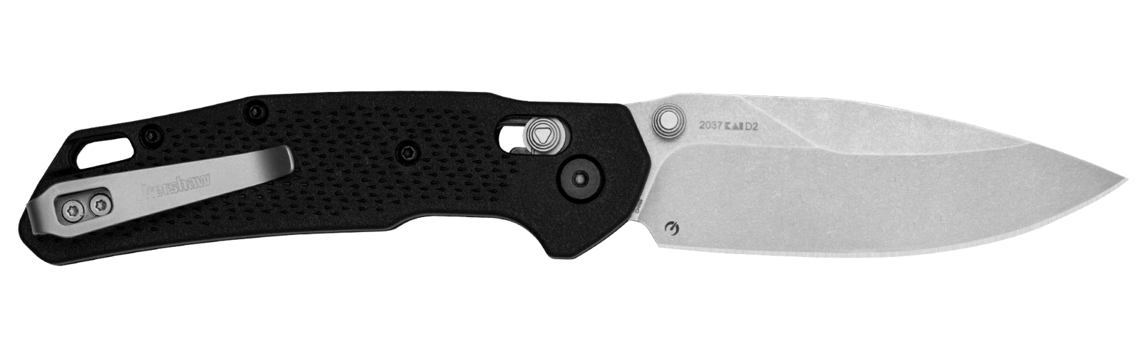 Kershaw 2037 Heist  Mid-Size 3.20" Folding Clip Point Plain Stonewashed D2 Steel Blade, Gray Textured Glass Filled Nylon Handle, Includes Pocket Clip
