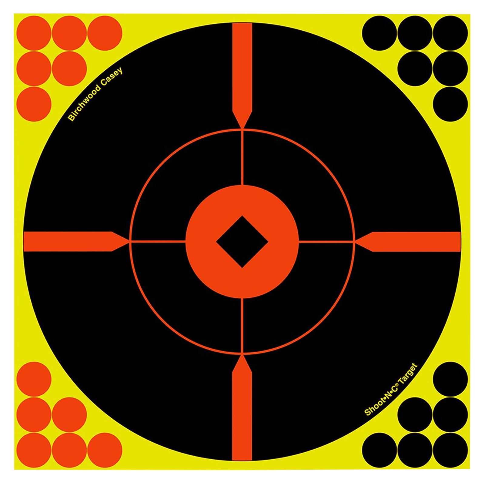 Birchwood Casey 34015 Shoot-N-C Reactive Target Self-Adhesive Paper Black/Yellow/Red 12" Bullseye BMW 5 Pack