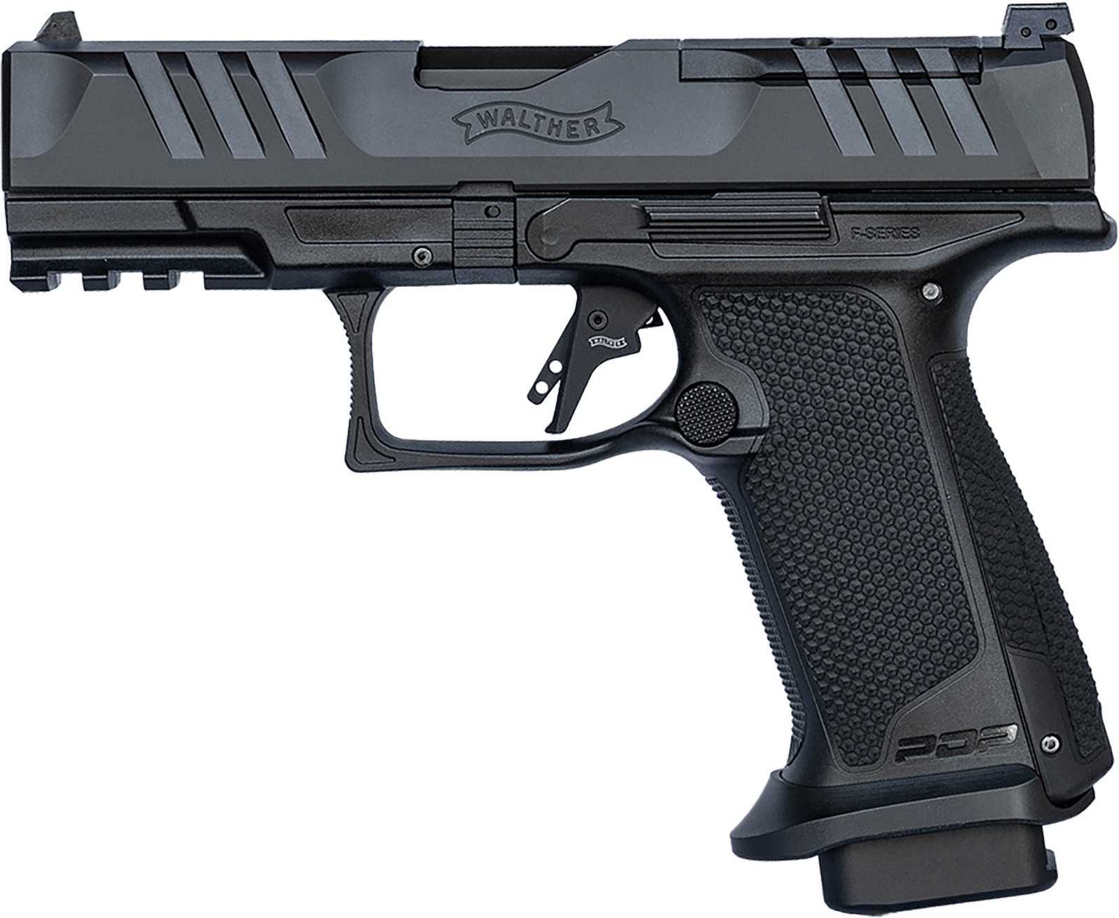 Walther Arms 4796040 PDP F-Series Pro 9mm Luger 18+1 4" Black Steel Barrel, Black Serrated/Optic Ready Steel Slide, Black Polymer Frame w/Picatinny Rail, Medium Backstrap Grip
