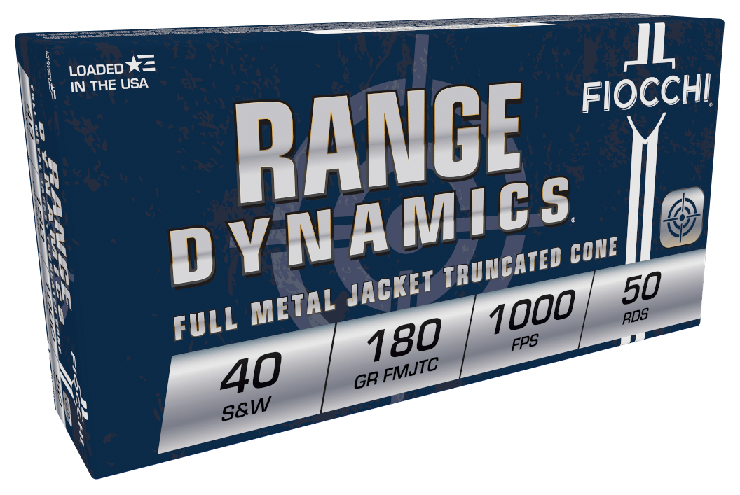 Fiocchi 40SWD Range Dynamics  40S&W 180gr Full Metal Jacket Truncated Cone 50 Per Box/20 Case