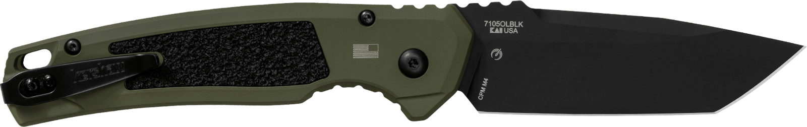 Kershaw 71050LBLK Launch 16 Automatic 3.45" Folding Tanto Plain Black Cerakote CPM M4 Blade, Olive Cerakote w/Black Oxide Hardware Aluminum Handle, Includes Pocket Clip