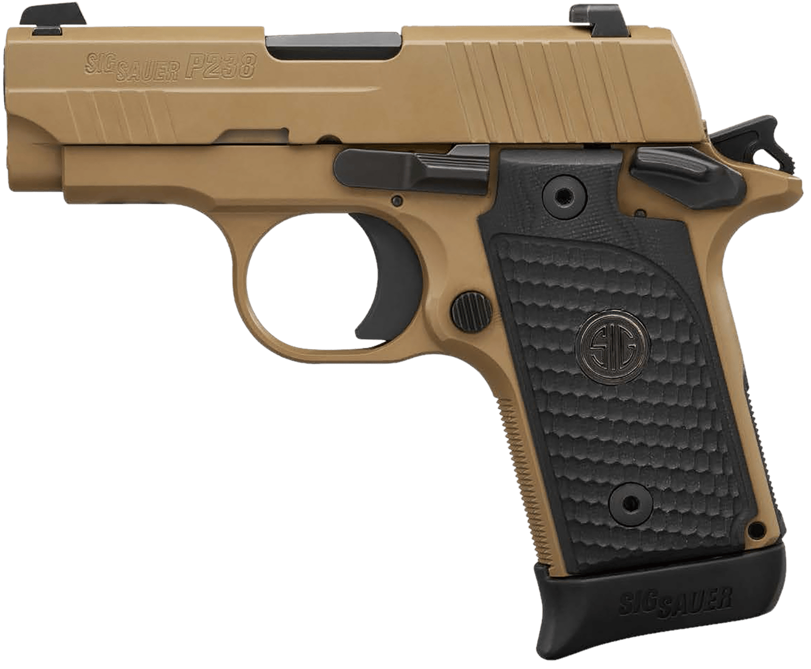 Sig Sauer 238380ESCPN P238 Micro-Compact Emperor Scorpion 380 ACP 2.70" 6+1 & 7+1 Flat Dark Earth Hardcoat Anodized Flat Dark Earth Nitron Stainless Steel Black Hogue G10 Piranha Grip