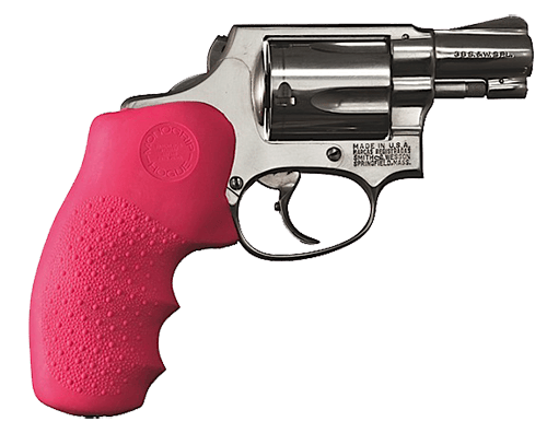 Hogue 60007 OverMolded Monogrip Cobblestone Pink Rubber with Finger Grooves for S&W J Frame with Round Butt