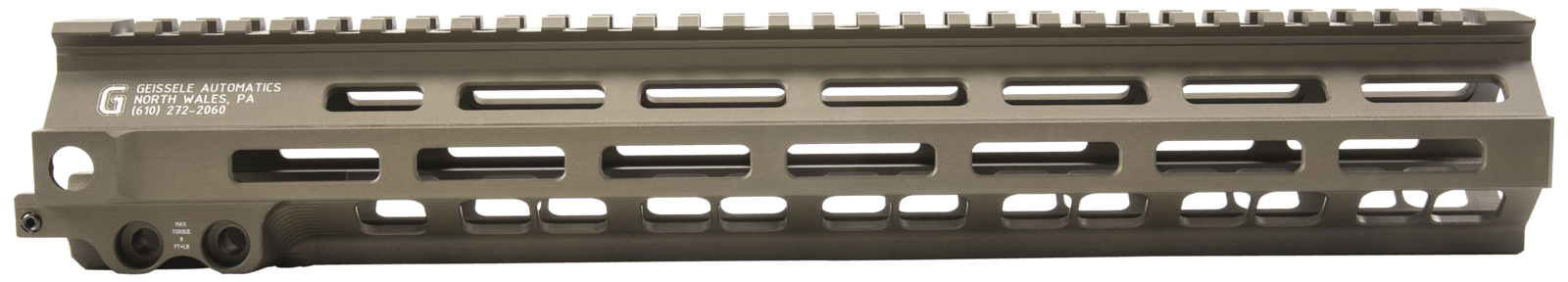 Geissele Automatics 05285S Super Modular Rail MK8 13.50" M-LOK, Desert Dirt Aluminum for AR Platform, Barrel Nut Included