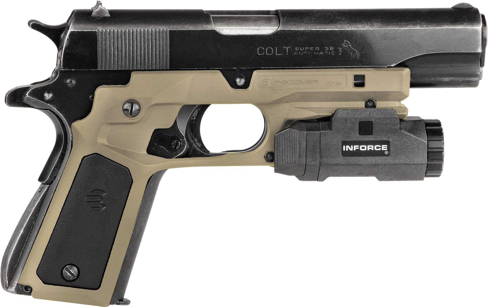 Recover Tactical CC3P0201 Frame Grip  Tan Polymer Frame with Interchangeable Black & Tan Panels for Standard Frame 1911