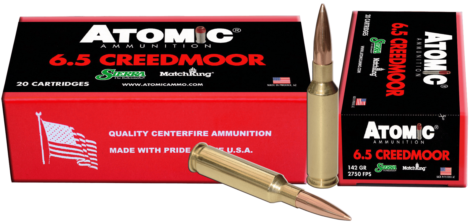 Atomic Ammunition 00404 Rifle Match 6.5Creedmoor 142gr Hollow Point Match 20 Per Box/10 Case