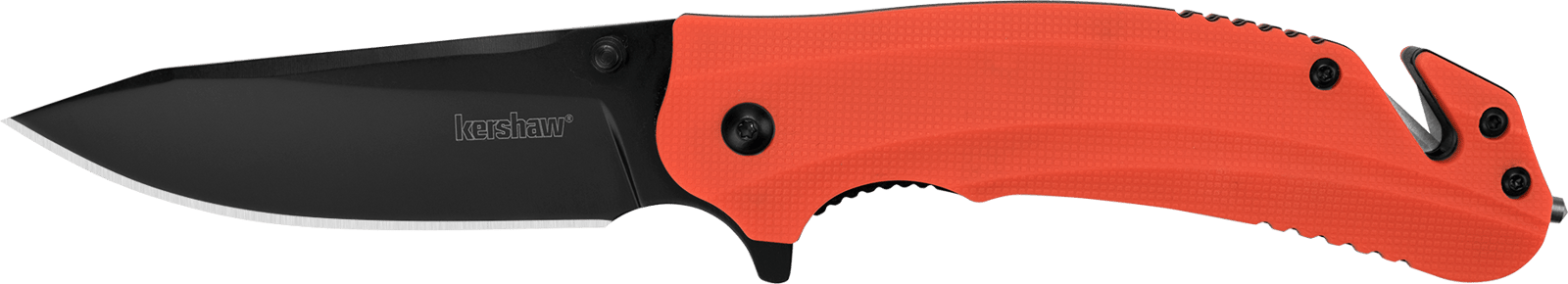 Kershaw 8650 Barricade  3.50" Folding Drop Point Plain Black Oxide 8Cr13MoV SS Blade Orange Glass-Filled Nylon Handle Features Glass Breaker Includes Pocket Clip