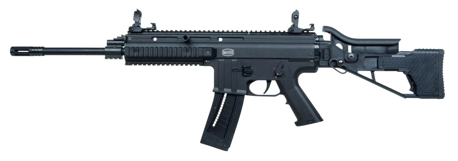 Mauser Rimfire 4150013CA M-15 *CA Compliant 22 LR Caliber with 10+1 Capacity, 16.50" Barrel, Black Metal Finish & Side Folding Adjustable Cheekrest Black Stock Right Hand (Full Size)