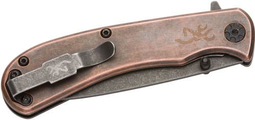 BROWNING KNIFE RIVET FOLDER 3" COPPER W/FINGER FLIPPER!!