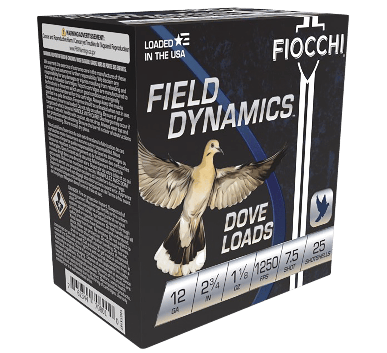 Fiocchi 12GTX187 Field Dynamics Dove & Quail 12Gauge 2.75" 1 1/8oz 7.5Shot 25 Per Box/10 Case