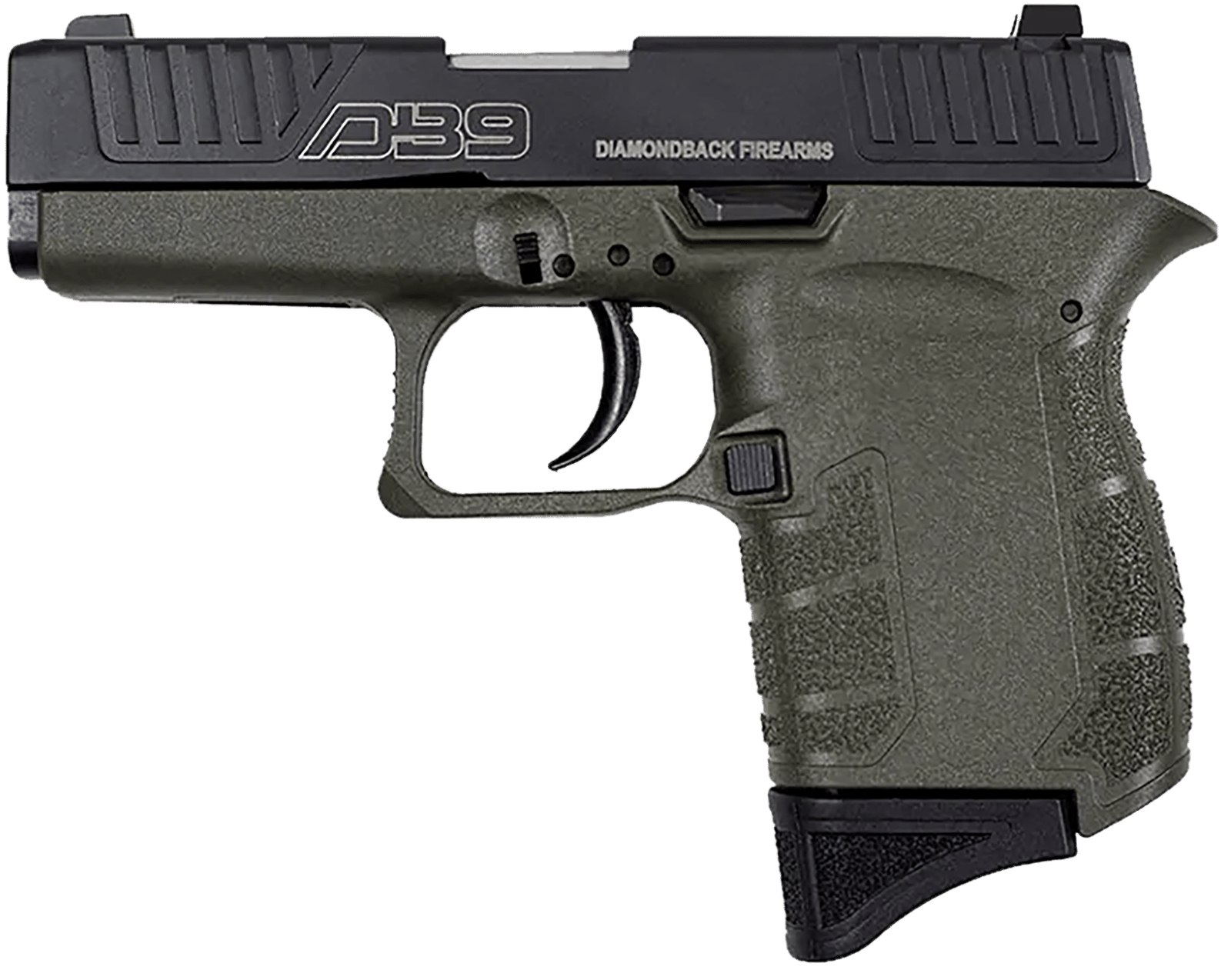 Diamondback DB0200P101 DB9 Gen4 Micro-Compact Frame 9mm Luger 6+1, 3.10" Stainless Steel Barrel, Black Nitride Serrated Stainless Steel Slide, OD Green Polymer Frame & Grip