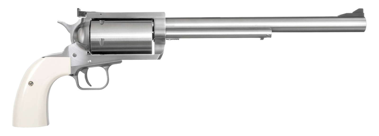 Magnum Research BFR4570B BFR Long Cylinder Extra Large 45-70 Gov 5 Shot 10" Brushed Stainless Steel Barrel, Cylinder & Frame, Bisley White Laminate Grip, Exposed Hammer