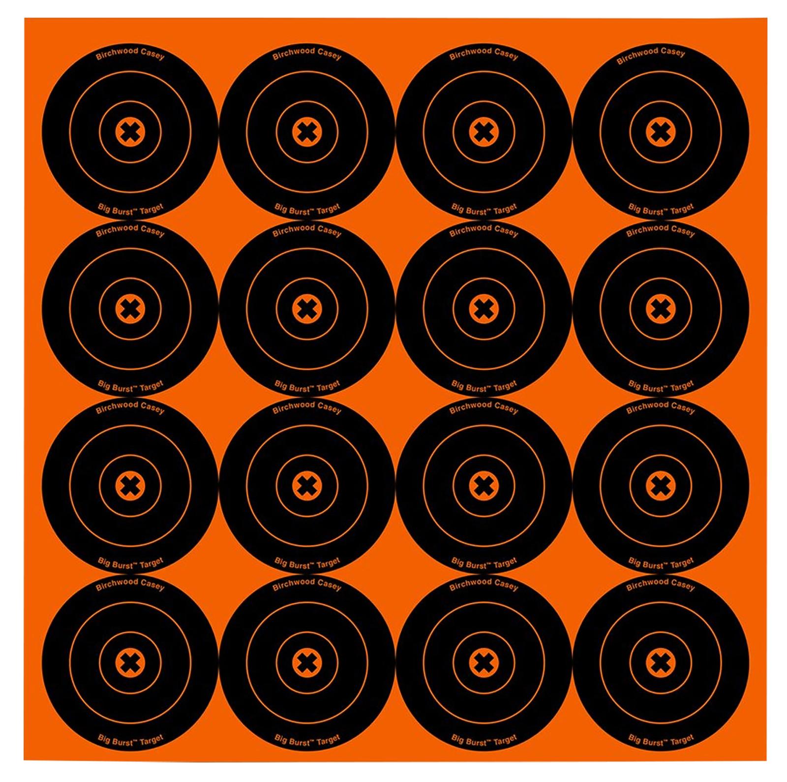 Birchwood Casey 36348 Big Burst Revealing Target Self-Adhesive Paper Black/Orange 3" Bullseye 48 Pack