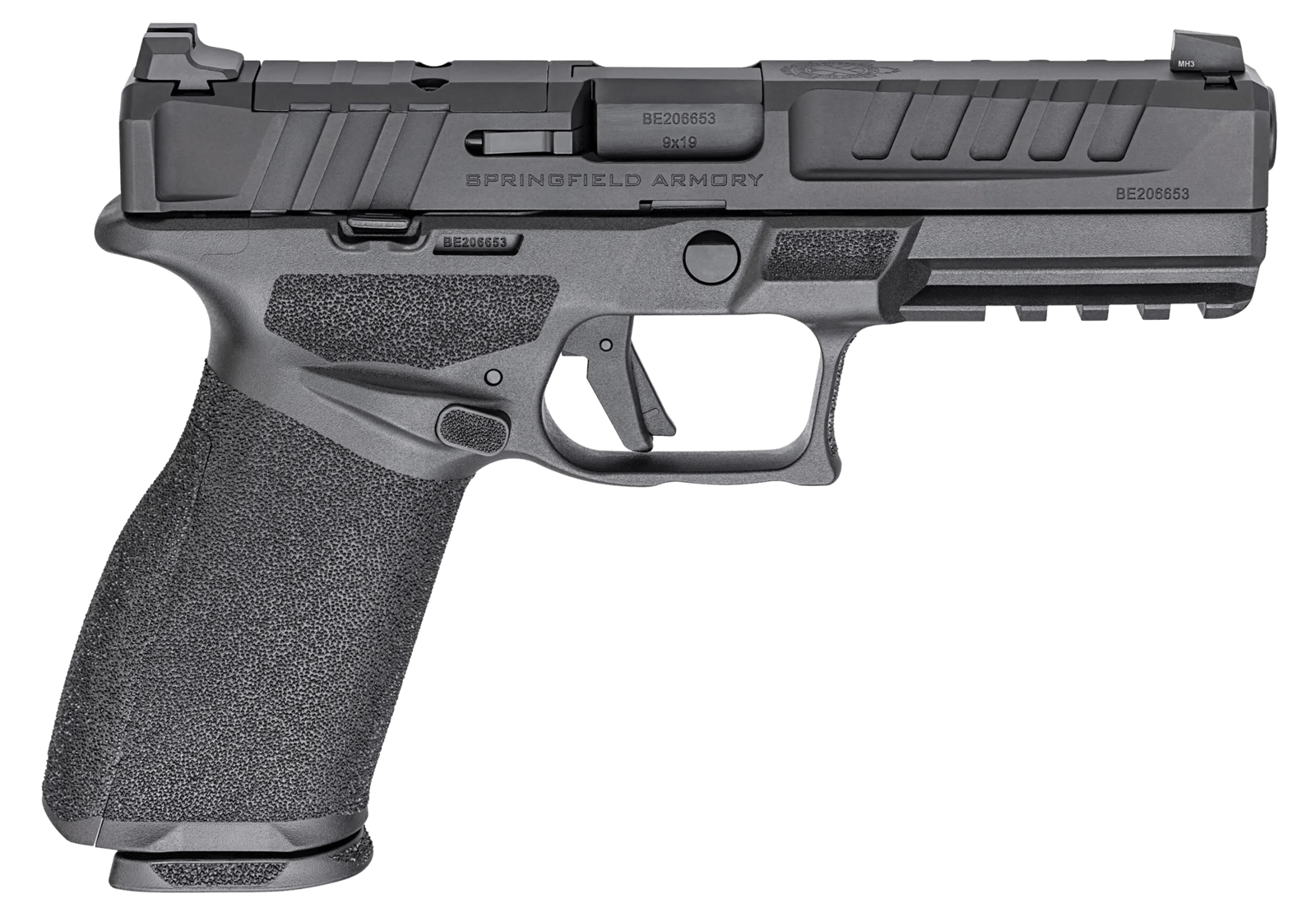 Springfield Armory EC9459BLCU Echelon  9mm Luger 10+1 4.50" Black Melonite Steel Barrel & Optic Ready/Serrated Steel Slide, Black Polymer Frame w/Picatinny Rail, Textured Grip