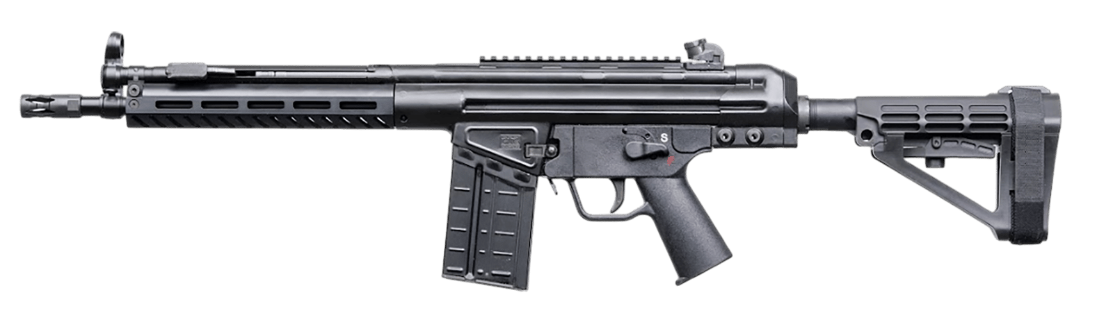 PTR K3PBR3080101 K3P BR 7.62x51mm/308 Win 20+1 12.50" Black Threaded Barrel, Black Powdercoat Aluminum Receiver w/Picatinny Rail, M-LOK Handguard, Black Polymer SBA4 Brace, Black Polymer Grip
