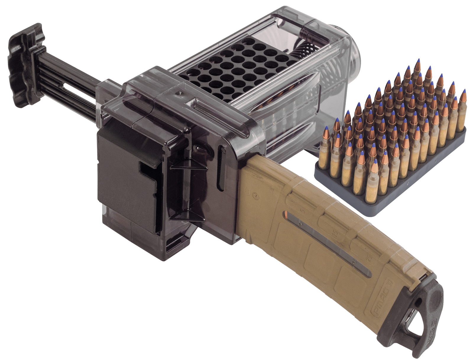 Caldwell 397488 Magazine Charger  223 Rem/204 Ruger/300 BO/5.56x45mm NATO 50rd Compatible w/AR-15 Magazines Smoke Polycarbonate