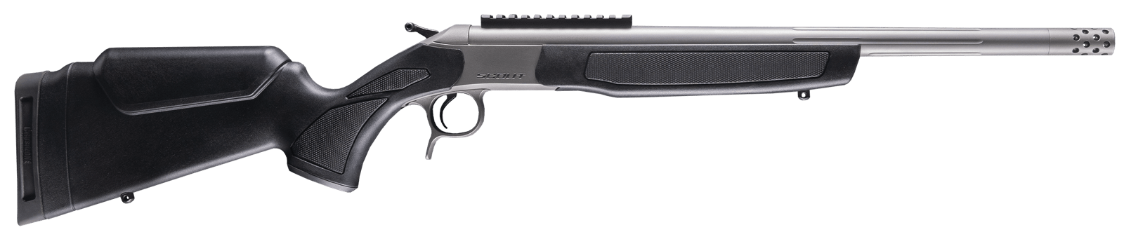 CVA CR4439S Scout Takedown 35 Whelen 1rd 22" Stainless Fluted Threaded Barrel, Stainless Steel Receiver w/Picatinny Rail, Adj Comb & LOP Black Synthetic Stock