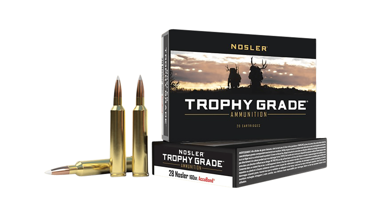 Nosler 60035 Trophy Grade  28Nosler 160gr Nosler AccuBond 20 Per Box/10 Case