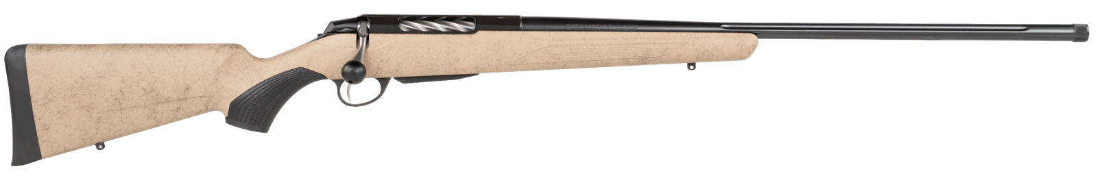 Tikka JRTXRT382 T3x Lite 6.5 Creedmoor 3+1 24.30" Fluted/Threaded, Black Barrel/Rec, Black Webbed Tan Roughtech Synthetic Stock, Interchangeable Grip, Muzzle Brake