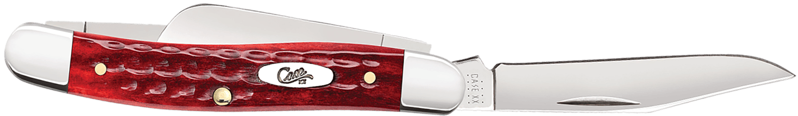 Case 00786 Stockman  Medium 2.57"/1.88"/1.71" Folding Clip/Sheepsfoot/Spey Plain Mirror Polished Tru-Sharp SS Blade/Corn Cob Jigged Old Red Bone Handle