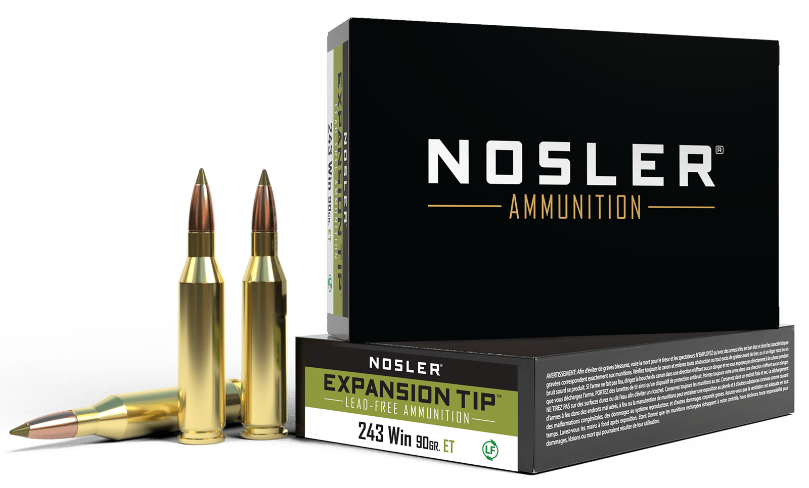 Nosler 40030 E-Tip Lead Free 243Win 90gr E Tip Lead Free 20 Per Box/10 Case