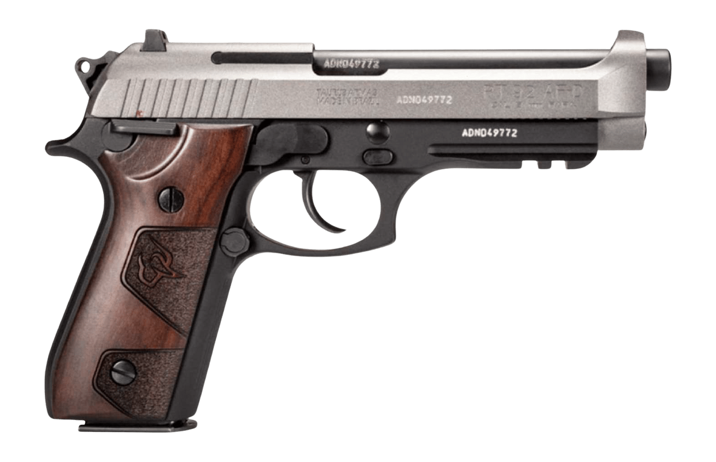 Taurus 1-92015C1-HW2 PT92  9mm Luger 17+1 5" Black Barrel, Tungsten Gray Cerakote Steel Serrated Slide, Black Cerakote Steel Frame w/Beavertail & Picatinny Rail, Altamont Wood Grip