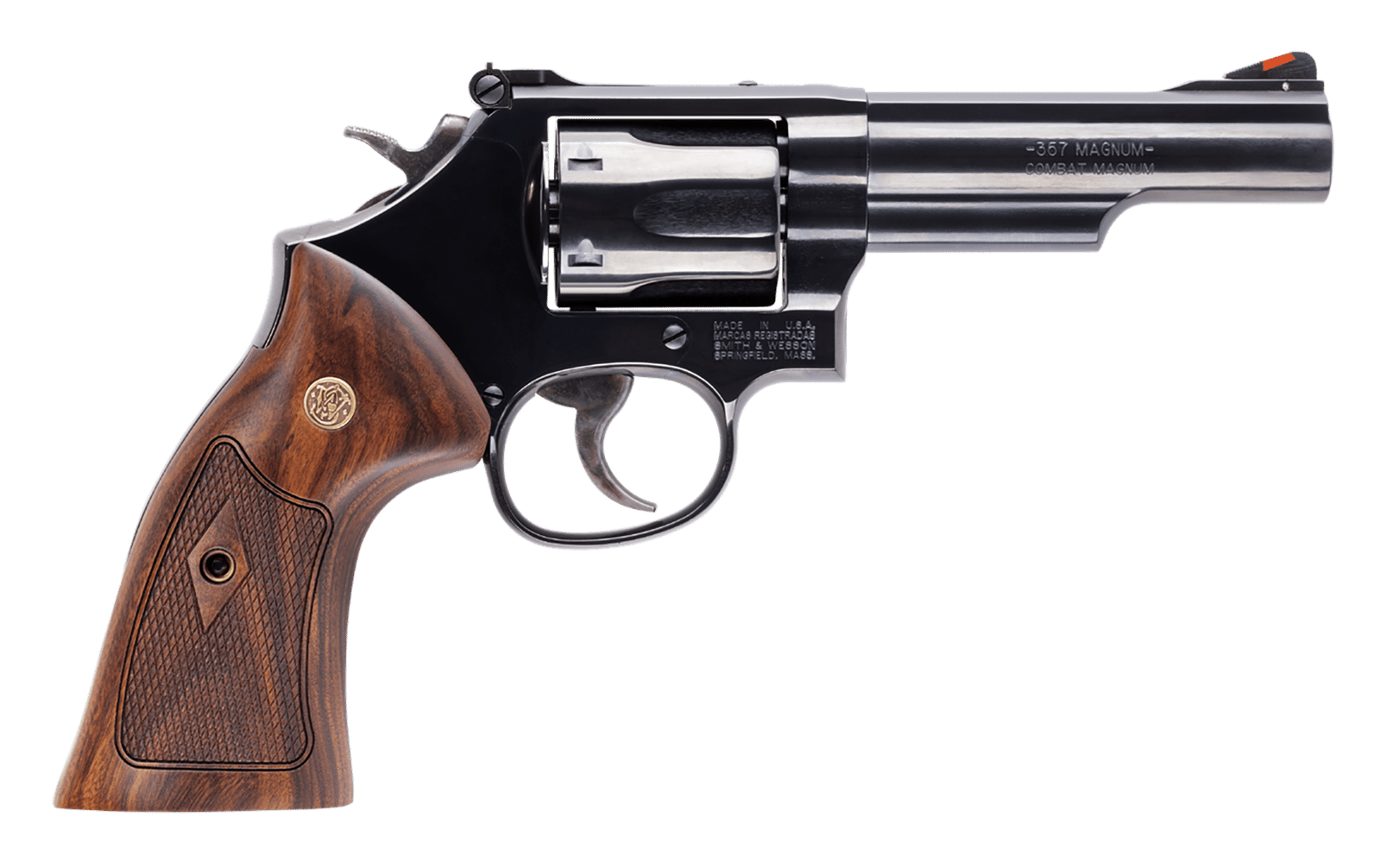 Smith & Wesson 14046 Model 19  K-Frame 357 Mag 6 Shot 4.25" Blued Carbon Steel Barrel, Cylinder & Frame, Checkered Wood Grip, No Safety