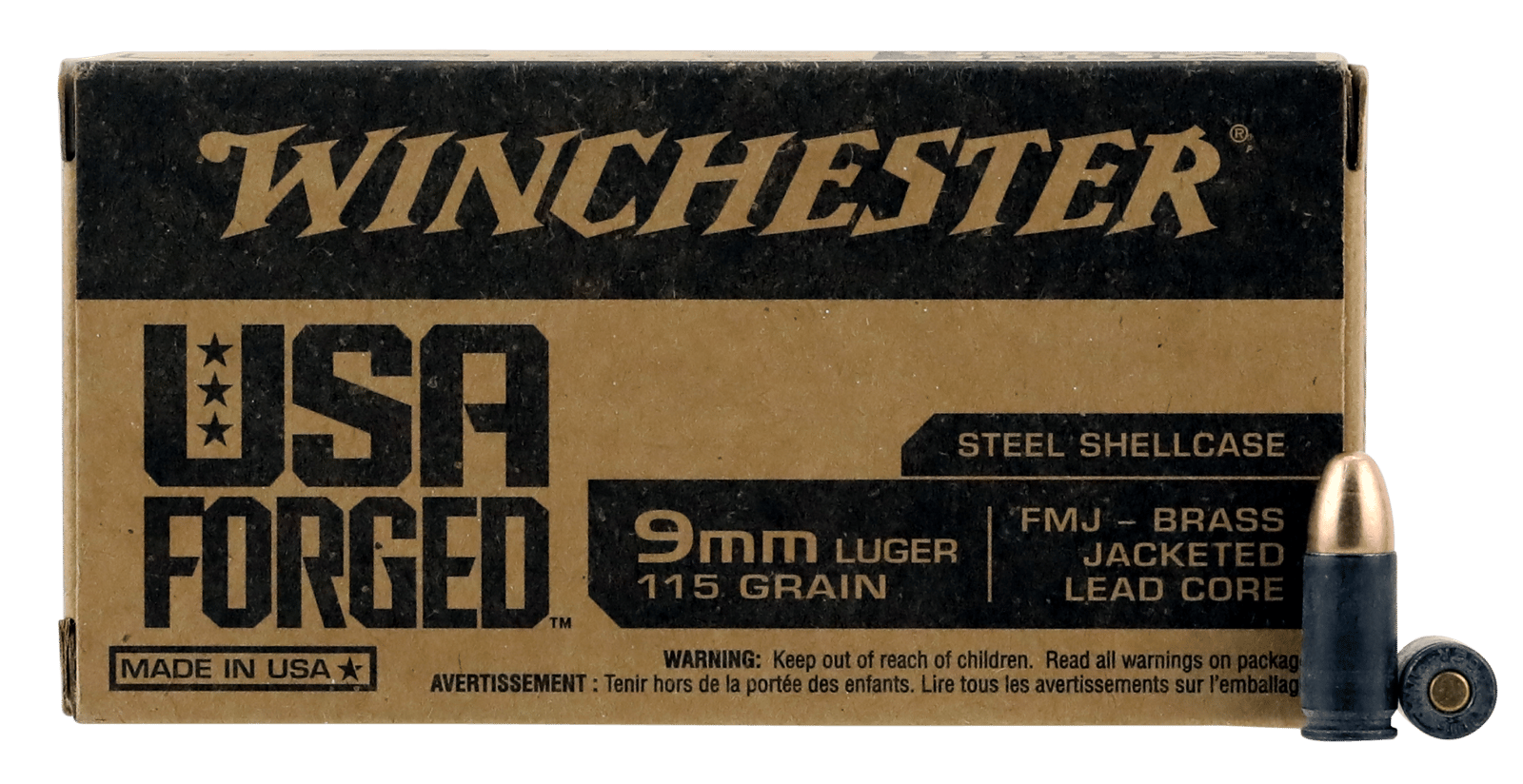 Winchester Ammo WIN9SV USA Forged 9mmLuger 115gr Full Metal Jacket 50 Per Box/10 Case