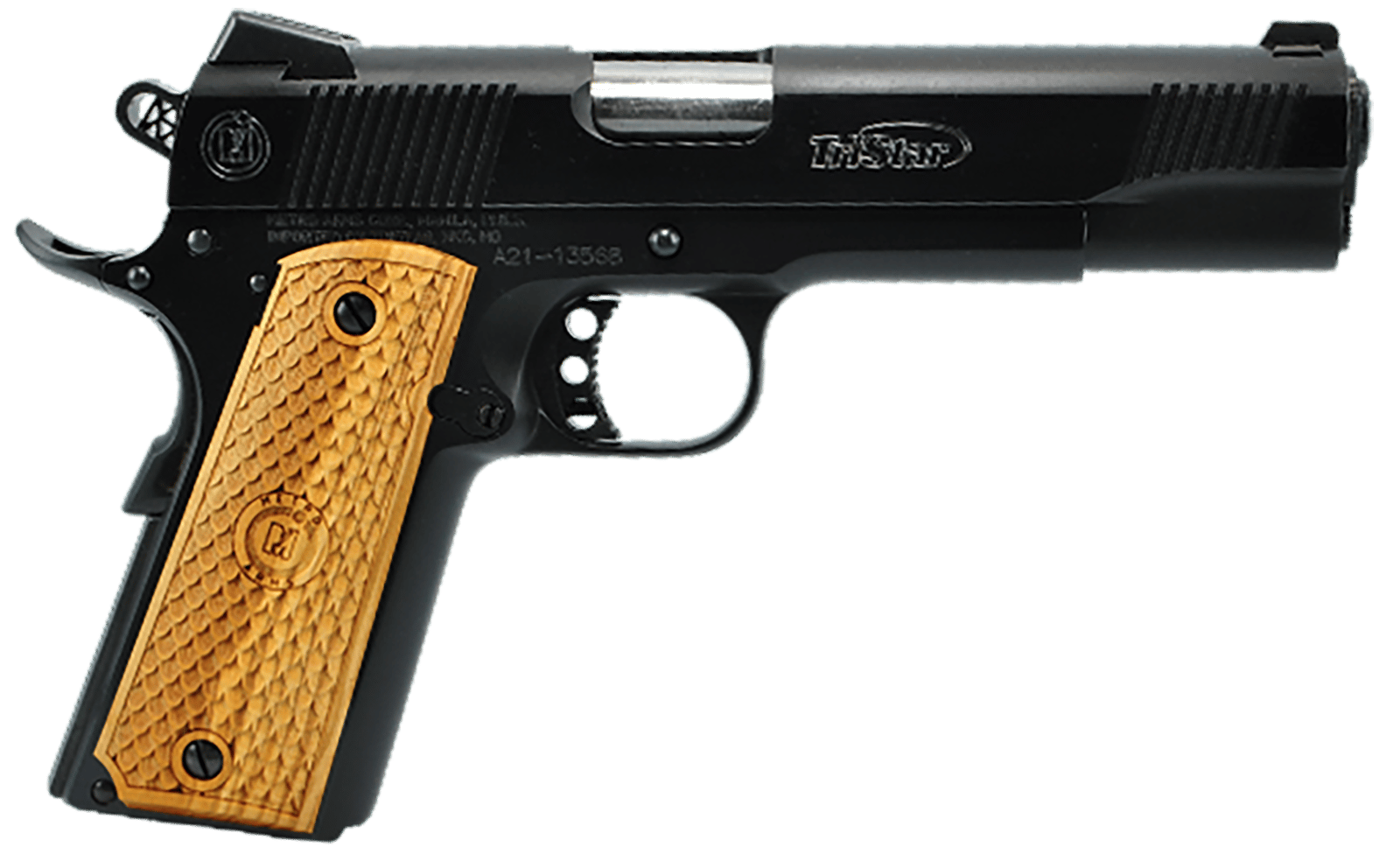 TriStar 85614 American Classic II 1911 9mm Luger 9+1, 5" Stainless Steel Barrel, Blued Serrated Steel Slide, Blued Steel Frame w/Beavertail, Wood Grip