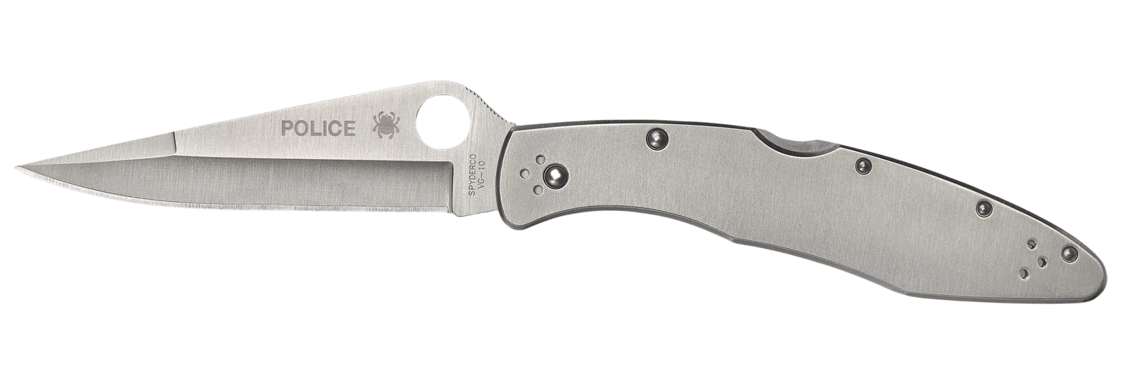 Spyderco C07P Police  4.13" Folding Spear Point Plain VG-10 SS Blade Stainless Includes Pocket Clip
