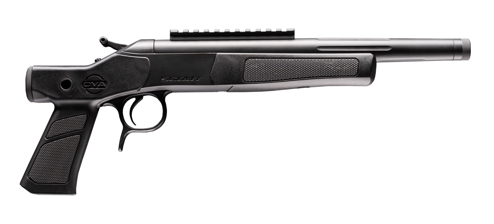 CVA CP801 Scout XP 223 Rem 1rd 11.50" Matte Stainless Steel Fluted Threaded Barrel, Picatinny Rail, Graphite Black XP Pistol Grip