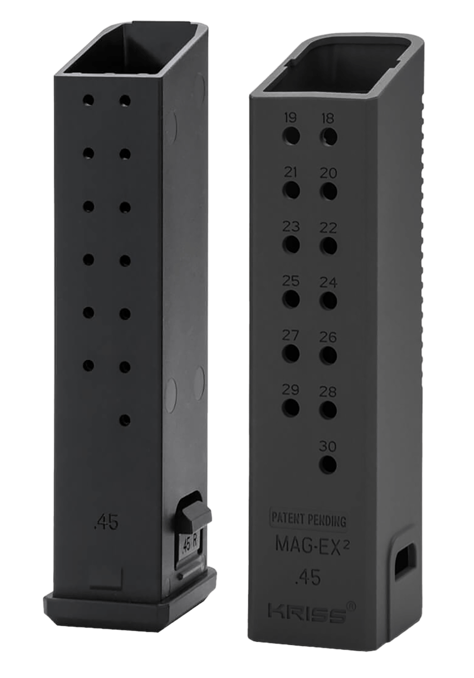 Kriss USA KVAMX2K45BL00 Mag-Ex2 Extension Kit Extended 45 ACP 30 Compatible w/ Glock 21 Gen3-5 13rd Magazines Black Polymer
