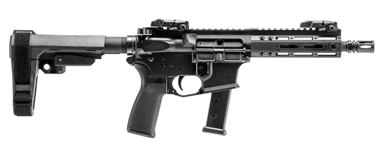 Alpha Foxtrot AA08X1HXX-XABK20 AFMG9  9mm Luger 20+1 7.50" Black QPQ Threaded Barrel, M-LOK Handguard, Black Anodized Aluminum Receiver w/Picatinny Rail, Black Polymer SB Tactical Brace, MFT Grip