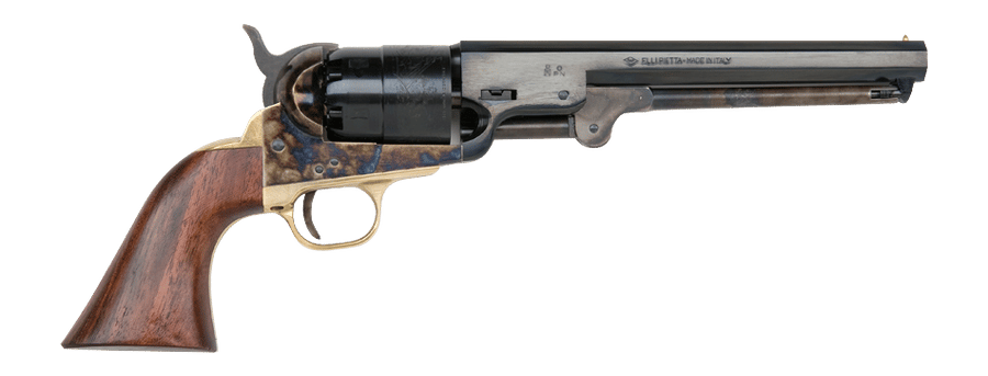 Traditions FR18512 1851 Navy 44 Cal 6 Shot Musket 7.50" Blued Octagon Barrel, Blued Cylinder, Color Case Hardened Steel Frame, Walnut Grip