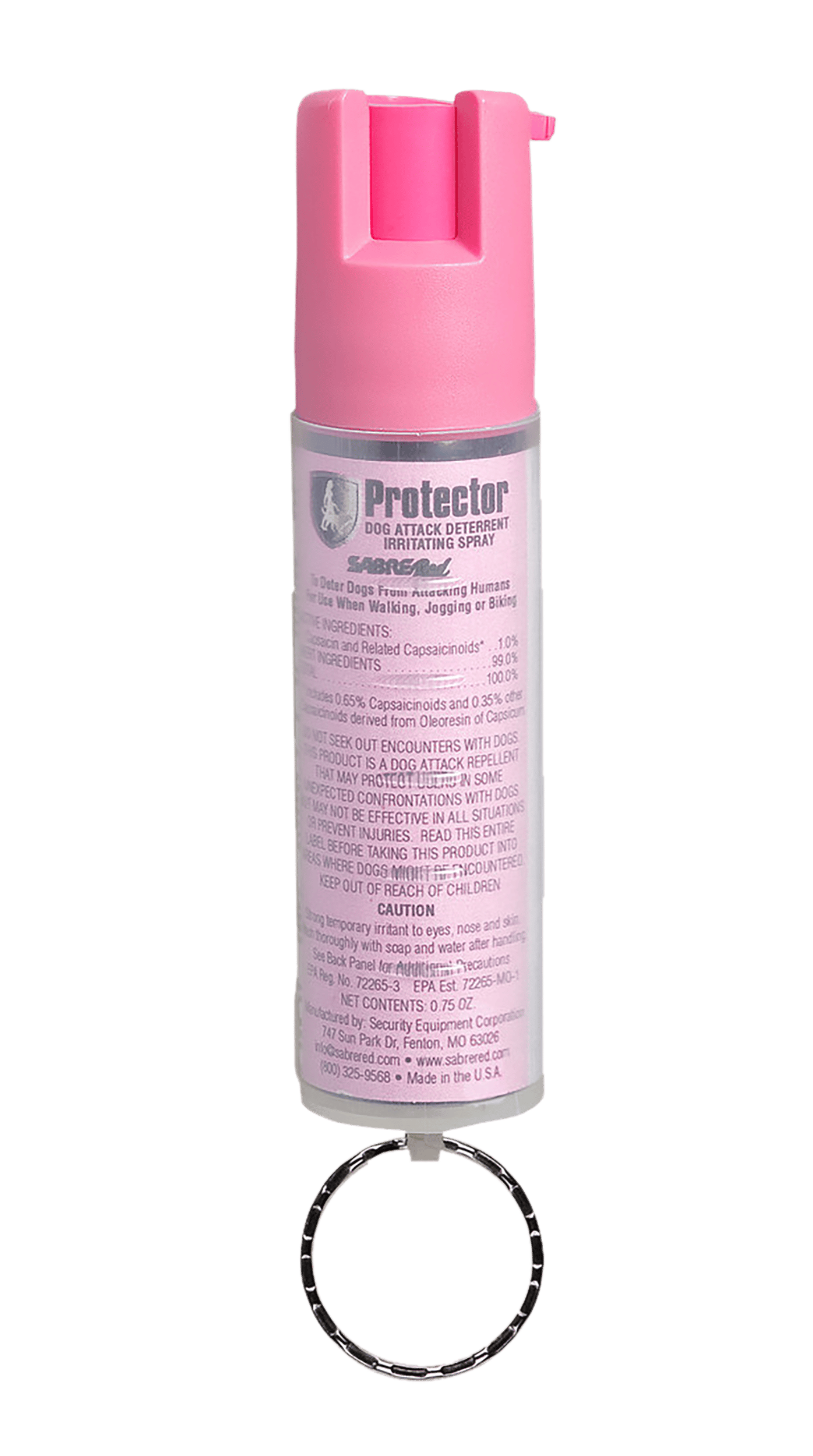 Sabre SRPNBCPKR02 Dog Spray  Capsaicin Range 12 ft 0.75 oz Pink Includes Key Ring