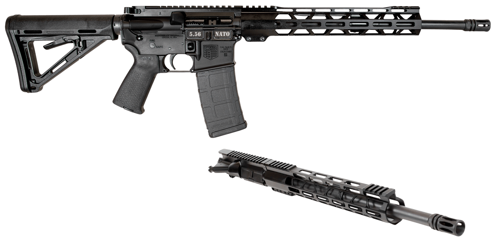 Diamondback DB1721K001 DB15 Combo 5.56x45mm NATO & 300 Blackout 16" 30+1, Black, Carbon Rec, 12" M-LOK Handguard, Magpul Carbine Stock & Grip, Includes 2 Uppers