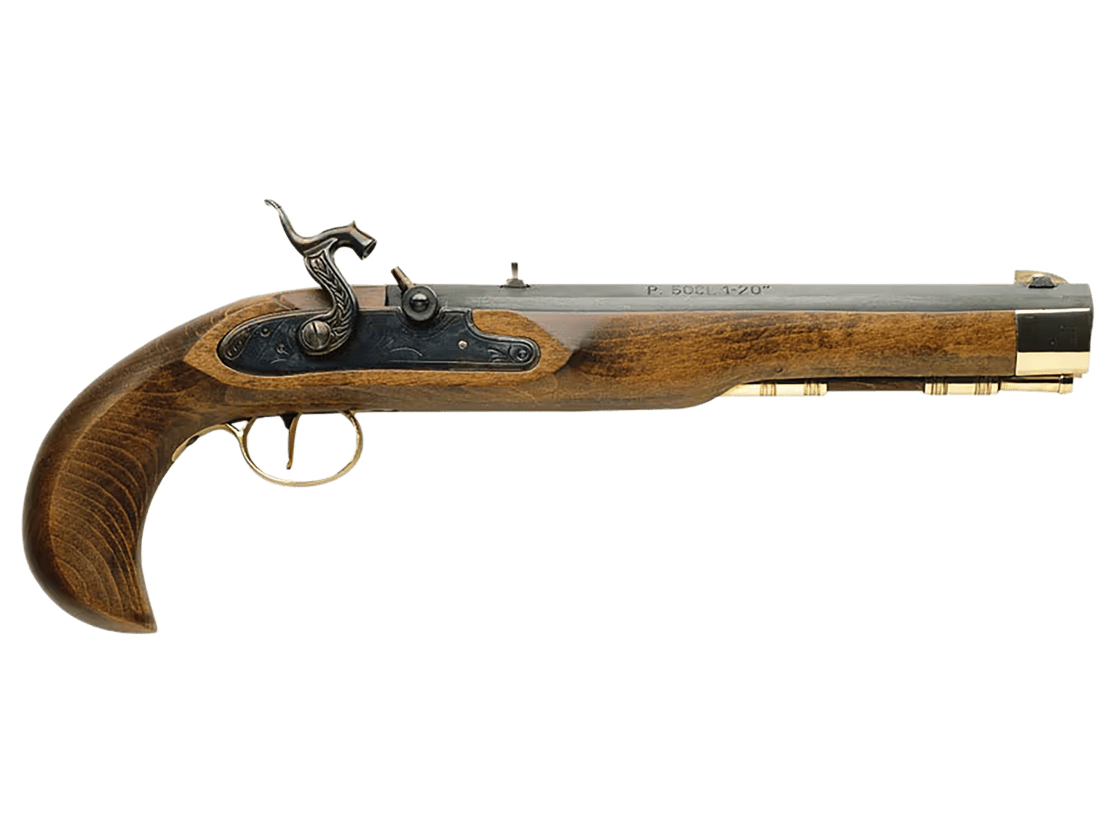 Traditions P1060 Kentucky Pistol Single Shot 50 Cal Percussion 10" Color Case Hardened Frame Blued Barrel Walnut Grip
