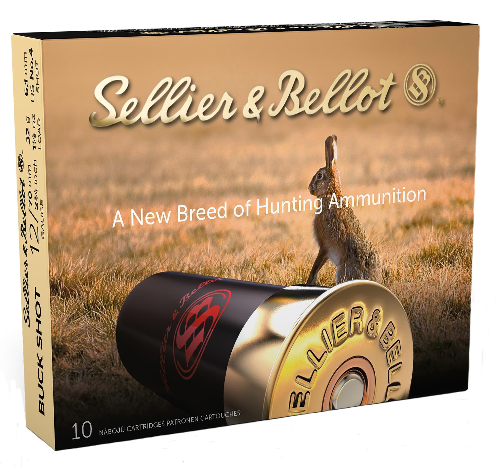 Sellier & Bellot SB12BSH Hunting  12Gauge 2.75" 21Pellets 1 1/8oz 4Buck Shot 10 Box/25 Case