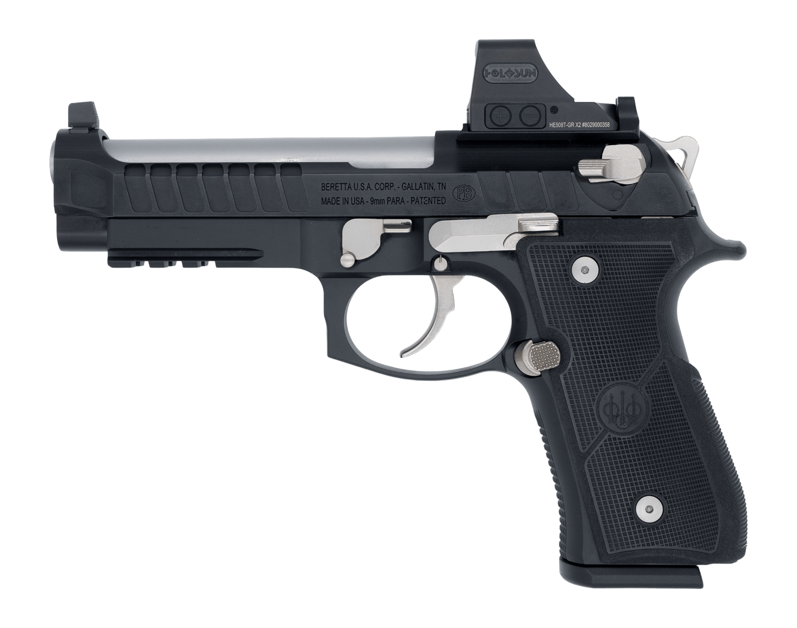 Langdon Tactical Tech 92E2CBRRBS Beretta 92 Elite  Full Size 9mm Luger 18+1 4.70" Stainless Barrel, Black Nitride Stainless Steel Optic Ready/Serrated Slide, Black Cerakote Aluminum Frame w/Picatinny