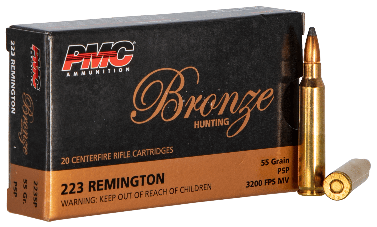 PMC 223SP Bronze  223Rem 55gr Pointed Soft Point 20 Per Box/10 Case