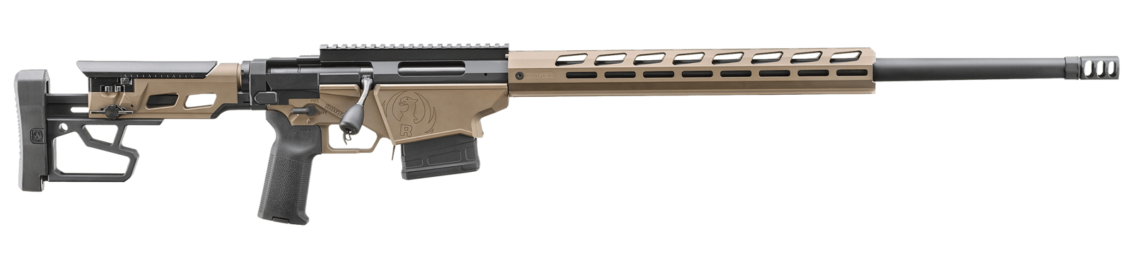Ruger 18105 Precision  6.5 PRC 10+1 26" Black Threaded Barrel, Smoked Bronze Cerakote Picatinny Rail Stainless Steel Receiver, M-LOK Handguard, Adj Folding Black Stock, Black Magpul K2-XL Grip