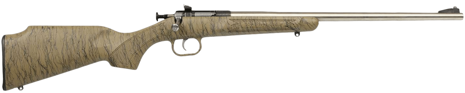 Crickett KSA2443 Gen2  Youth 22 LR 1rd 16.13" Stainless Single Shot Barrel, Stainless Steel Receiver, Tan w/Black Webbing Fixed Synthetic Stock