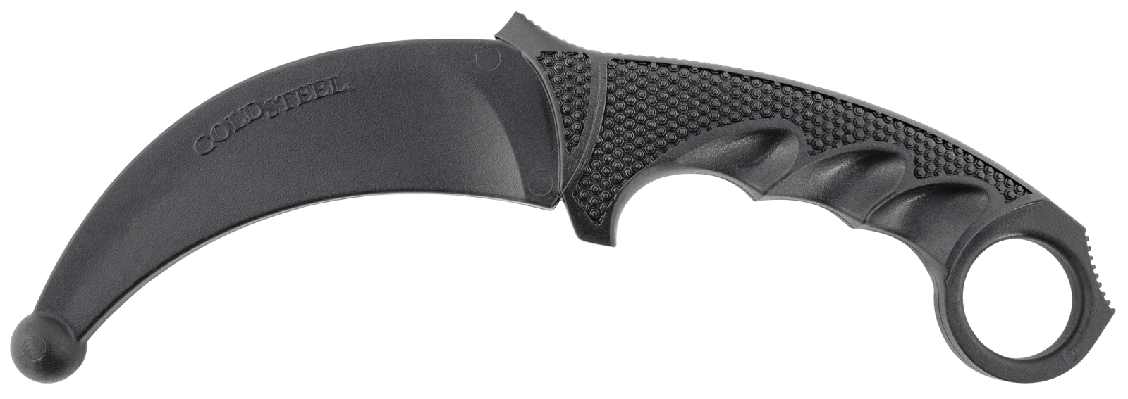 Cold Steel CS92R49 Karambit Rubber Trainer 4" Fixed Plain Black Santoprene Blade/Black Deep Checkered w/Ring Pommel Santoprene Handle