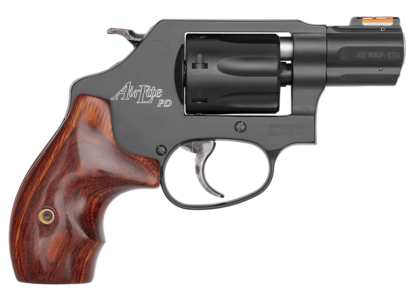 Smith & Wesson 160228 Model 351 Personal Defense 22 WMR 7 Shot 1.88" Black Stainless Steel Barrel, Black Aluminum Cylinder & J Frame, HiViz Fiber Optic Orange Front Sight