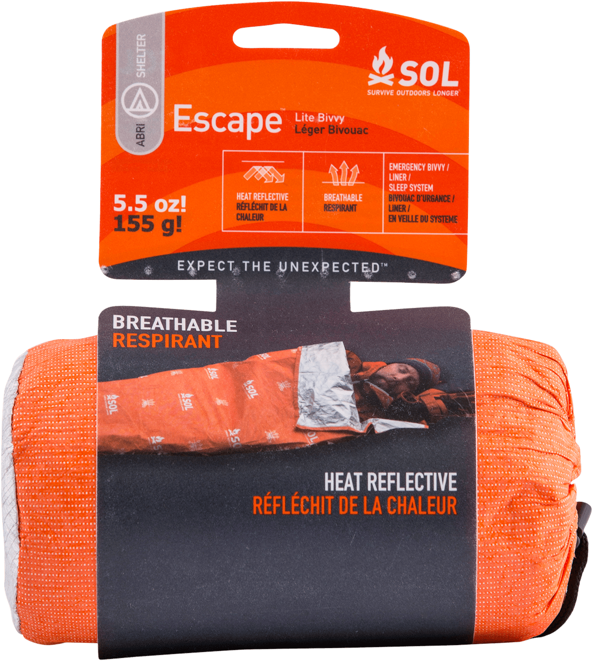 Survive Outdoors Longer 01401227 SOL Bivvy Warmth Waterproof Orange Aluminum-Coated Polyethylene