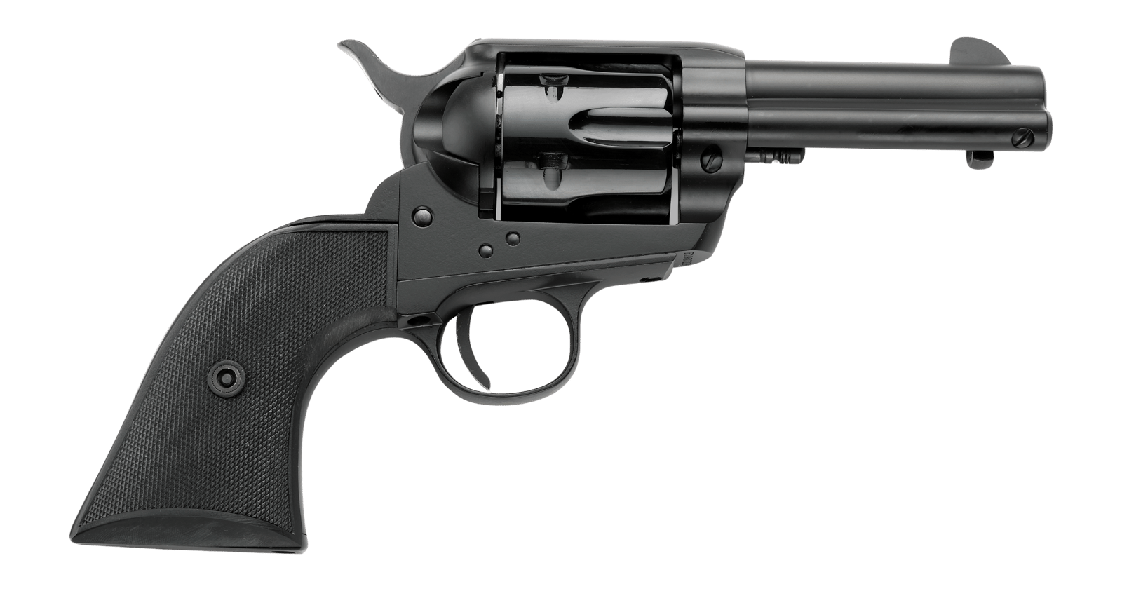 Pietta PFI9ALLOYAS312CB Alloy 9mm Luger 6 Shot 3.50" Matte Black Alloy Steel Barrel & Frame, Black Checkered Grip
