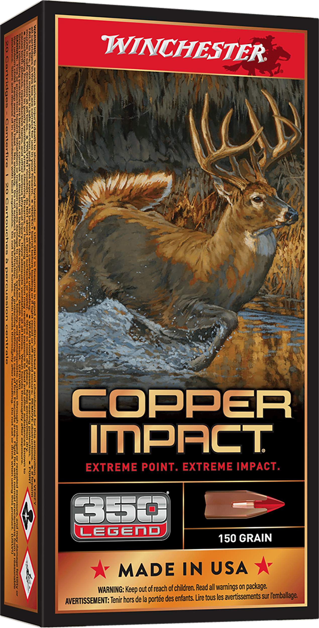Winchester Ammo X350CLF Copper Impact  350Legend 150gr Copper Extreme Point Lead Free 20 Per Box/10 Case