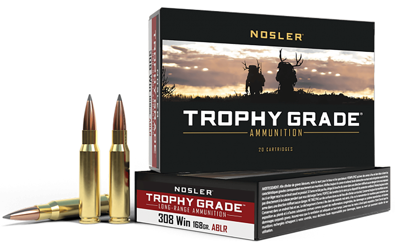 Nosler 60101 Trophy Grade Long-Range 308Win 168gr Nosler Spitzer AccuBond Long Range 20 Per Box/10 Case