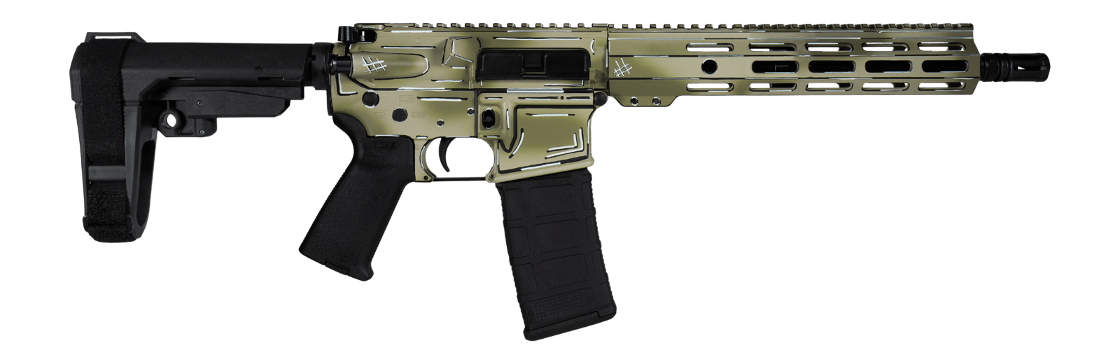 Shark Coast Tactical SCC07107ANOD-P Anime-15 5.56 NATO 30+1 10.50" Black Nitride Threaded Barrel, Aluminum Receiver w/Picatinny Rail, M-LOK Handguard, Polymer SB Tactical SBA3 Brace, Magpul MOE Grip,